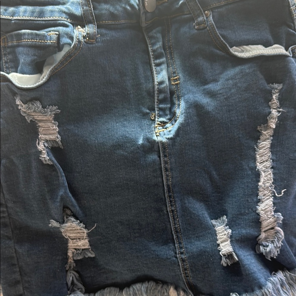 Distressed Blue Women's mini Jean skirt